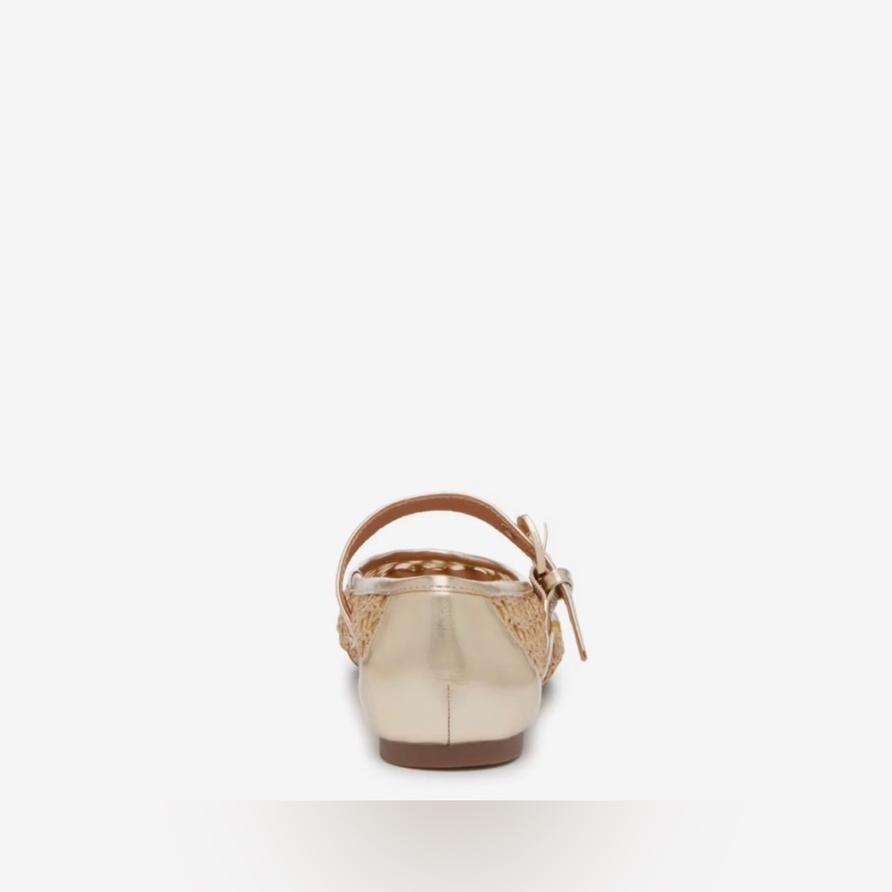 Crown Vintage | Nalahni Mary Jane | Balletcore | Flat | Woven Raffia | Gold - Picture 6 of 9